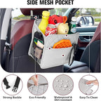 LXUNYI Car Seat Organizer, Updated Large Leather Backseat Car Organizer with Cup Holders Multifunctional Over the Car Seat Storage Organizer Bag Hanging Car Seat Back Organizers for Kids (Gray 2Pack)