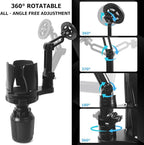 Frani Car Cup Holder Expander with Magnetic Phone Mount - Adjustable Insert Fits 2.68-4.33" Holders, 360° Gooseneck & Strong 