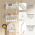 LUCYCAZ Adjustable Over The Door Hooks Organizer, Hanger Storage with 10 Coat Hooks & 2 Mesh Basket, Over The Door Towel Rack