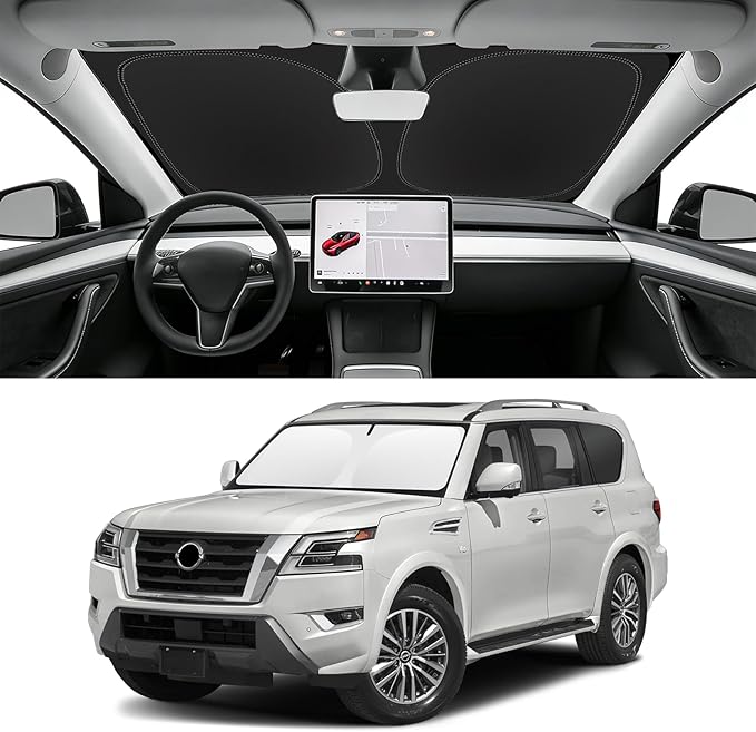 Custom Fit Windshield Sun Shade for Nissan Armada 2017-2026, Blocks UV & Heat, Front Window Sunshade Accessorie, Easy Fold & Store Keep Your Car Cooler