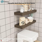 Floating Shelves Board for Wall with Brackets – 24" L x 10" W x 2" T Rich Walnut Melamine Wood Floating Shelves for Bathroom,