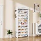 VTRIN Vertical Narrow Shoe Rack Organizer Tall Shoe Rack for Closet Entryway 10 Tier Non-Woven Cover Shoe Shelf Holds 36-41 P