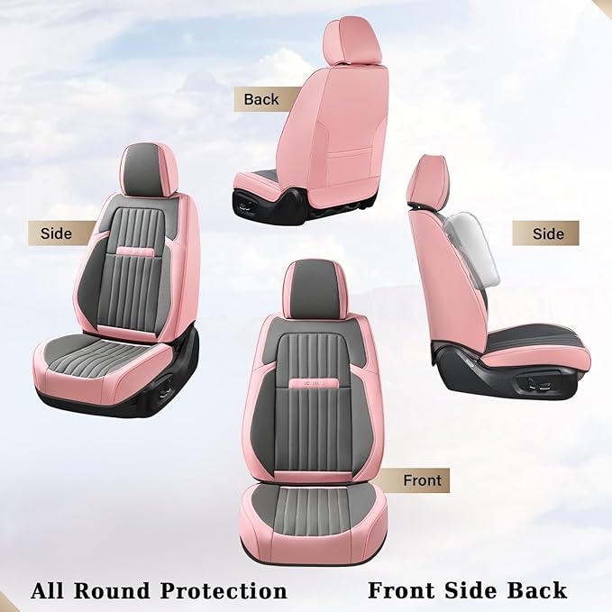 Coverado Car Seat Covers Front, Seat Covers for Cars, Waterproof 2-Pack Car Seat Cushions, Leather Carseat Seat Protectors, U