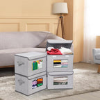 Univivi Fabric Foldable Storage Boxes [4-Pack] Large Collapsible Stackable Storage Bins with Lids, Closet Organizers and Stor