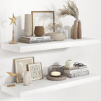 Fun Memories 36 Inch Floating Shelves in White, 9.3 Inch Deep Floating Shelf for Bathroom Living Room Kitchen, Rusitc Wall Mo