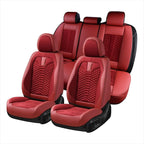 Coverado Car Seat Covers Full Set, Red Seat Covers for Cars 5 Seats, Breathable Fabric& Faux Leather Car Seat Cushions, Front