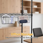 2 Pack Large Grid Wall Baskets with S-Hook - Gridwall Accessories Set Black Metal Hanging Shelf Basket Bins Organizer - Modul