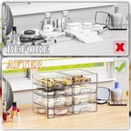 Yieach 8 Pack Small Clear Stackable Storage Drawers,2.2'' Tall Desk Organization and Storage,Plastic Office Supply Organizer,