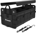 K KNODEL Car Trunk Organizer, Foldable Cover, Heavy Duty Collapsible Truck Storage Organizer, Car Cargo Trunk Organizer with Li