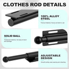 2 Pack Valet Rod for Closet Retractable, 13.4"-23.2" Pull Out Clothes Hanger Rail, Heavy Duty Alloy Steel Side Mount Wardrobe