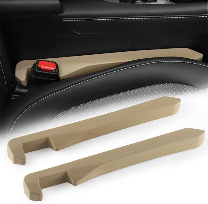 UREHEPO 2pcs Elastic Car Seat Gap Filler Organizer, Universal Interior Car Accessories to Stop Things from Dropping and Add Style for Car SUV and Truck, Fill The Gap Between Seat and Console - Beige