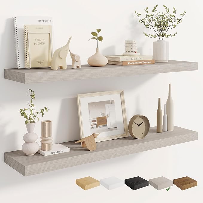 Dreamland Deep Floating Shelves, 8" Deep Long Shelves Set of 2, 40 Inches Floating Shelf for Wall,Large Display & Storage She