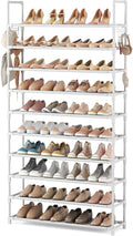 VTRIN 10 Tiers Shoe Rack Tall Large Capacity Wide Shoe Organizer Sturdy Shoe Shelf for Entryway with Two Hooks Metal Shoe Sto