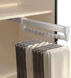 Pull Out Clothes Rail Extendable Pull Out Closet Rod - Adjustable Clothing Organizer Holder, Telescopic Pant Hanger with Damp