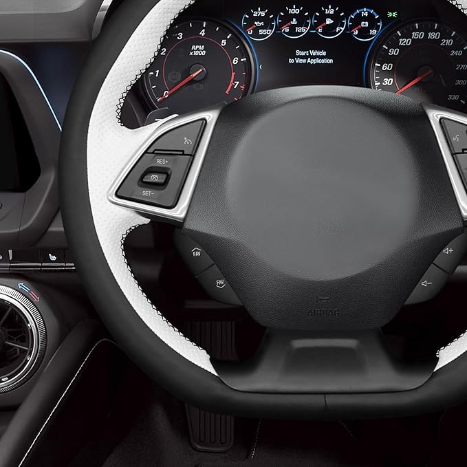MEWANT Hand Sewn 3D Style Steering Wheel Cover Wrap for Chevrolet Camaro 2017-2022 Steering Wheel Accessories for Chevrolet Camaro 2017-2022