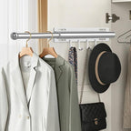 Valet Rod for Closet Retractable with 4 Hooks, 13.4"-23.2" Pull Out Clothes Hanger Rail, Heavy Duty Alloy Steel Side Mount Wa