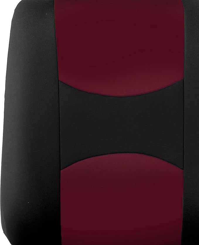 FH Group Flat Cloth Full Set Car Seat Covers Three Row 7 Seater - Universal Fit for Cars, Trucks & SUVs Burgundy