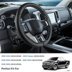 Steering Wheel Cover for Ram 1500, Car Steering Wheel Cover for Dodge Ram 1500 (2012-2018) 1500 Classic(2019-2023) 2500(2012-2018) 3500(2012-2018) 5500(2012-2018), Black