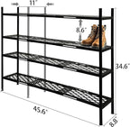Shoe Rack, 4-Tier Long Shoe Rack, Stackable Shoe Storage Organizer Expandable Shoe Shelf Stand, Holds up to 25-30 Pairs of Sh