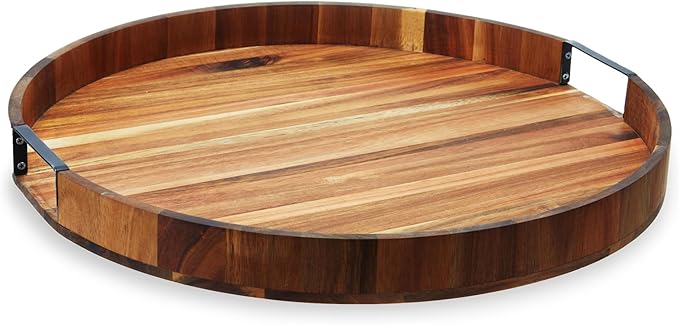 Twine Lazy Susan 20 inch Wooden Serving Board, Countertop Lazy Susan for Kitchen Decor, Turntables for Kitchen Countertop Dec