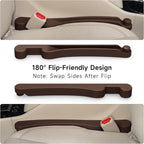 Car Seat Gap Filler Set of 2, 3IN1 Seat Side Gap Filler Plug with Storage Slot & Hook Function, Soft Foam Universal Fit Car SUV Truck Fill Gap Between Seats Console Organizer（Narrow Brown）