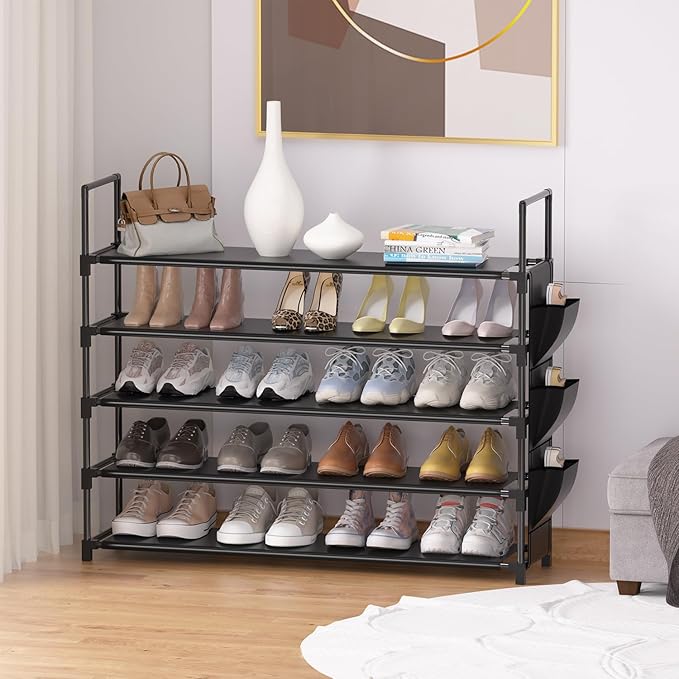 OYREL 5 Tier Shoe Organizer Rack for Closet, Entryway, Garage, Door, Space Saving, Shoe Holder Stand/Tower, Large, 20-25 Capa
