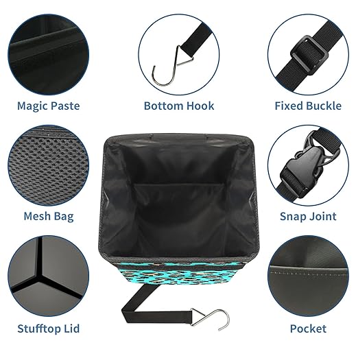 Car Trash Can – Multi-Purpose, Lightweight and Portable with Durable Water-Resistant Coating, No Installation Required, Practical and Ample Capacity, Variety of Colors.Tiger Pattern