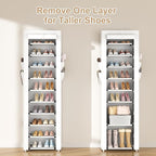 ROJASOP Shoe Rack with Covers 10 Tier Large Shoe Organizer Tall Shoe Closet Storage for 20-22 Pairs Shoe and Boot, Free Stand