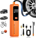Tire Inflator Portable Air Compressor - ZGWATO Tire Air Pump with Digital Pressure Gauge, Auto Shut Off, 3X Faster Inflation, Cordless Tire Inflator for Car, Motorcycle, Bike, Bicycle and Ball, Orange