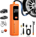 Tire Inflator Portable Air Compressor - ZGWATO Tire Air Pump with Digital Pressure Gauge, Auto Shut Off, 3X Faster Inflation, Cordless Tire Inflator for Car, Motorcycle, Bike, Bicycle and Ball, Orange