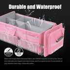 LIBZAKI Oversize 4 in 1 Car Trunk Storage Organizer, Multi Compartment Collapsible Trunk Storage Box with Cooler Bag for Car