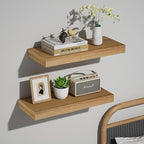 INHABIT UNION Oak Floating Shelves Wood for Wall 15.7in Wall Mounted Display Ledge Shelves Perfect for Bedroom, Bathroom, Liv