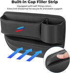 2 PCS Car Seat Gap Filler Organizer, Thickened Anti-Slip Leather Car Seat Crevice Storage Box with Cup Holder for BMW X3 X5 X7 X1 X6 X4 X1 X2 3 4 5 7 1 2 Accessories, with Sporty M 3-color logo