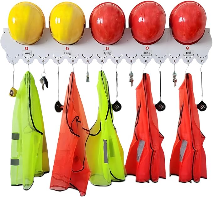 Wall Mounted Hard Hat Rack Hanger Hook Safety Helmet Holder Organizer, Construction Worker Hard Hat Fixer Placement helmet Ha