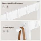 ELYKEN Blanket Ladder, 5-Tier Farmhouse Wooden Rack with Synthetic Leather Pocket, 4 Removable Hooks, Decorative Leaning Ladd