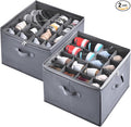 INSTY 2 Pack Shoe Organizer for Closet,Fits up to 32 Pairs,Adjustable Dividers for Shoe Storage,Fabric Shoe Storage Bins with