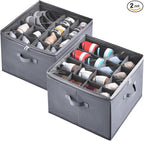INSTY 2 Pack Shoe Organizer for Closet,Fits up to 32 Pairs,Adjustable Dividers for Shoe Storage,Fabric Shoe Storage Bins with