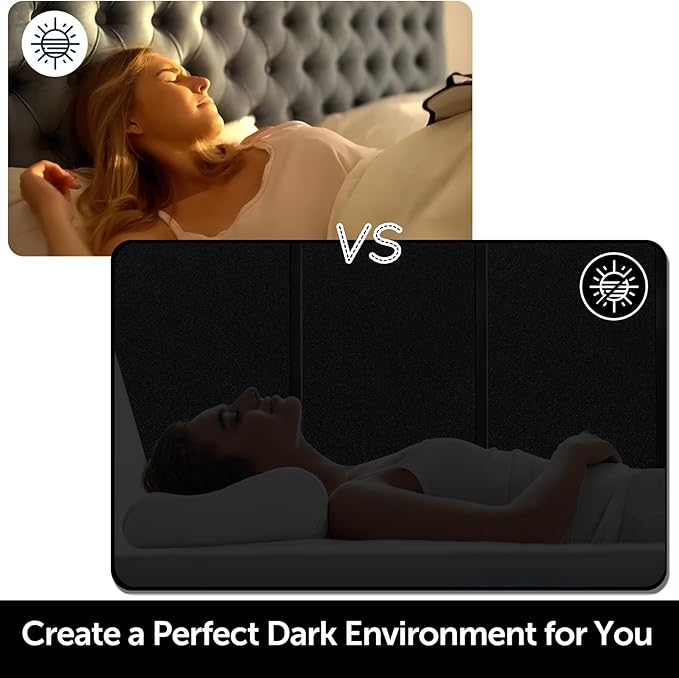 HIDBEA Blackout Window Film,100% Light Blocking Room Darkening Window Privacy Film,Frosted Glass Window Film Heat Control, Removable Window Cover Tint for Day Sleep (Black,17.5in x 6.5ft)