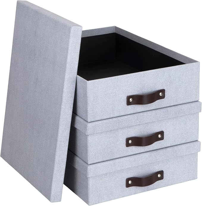 Bigso Box of Sweden Oskar Canvas Fiberboard Document Letter Box - File Organizer Box for Important Paperwork - Document Stora