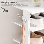 HOOBRO 8 Tiers Vertical Shoe Rack, Wooden Shoe Storage Organizer with Hooks, Narrow Shoe Tower for 8 Pairs, Space Saving, for