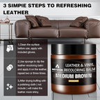 Leather Recoloring Balm - Medium Brown Leather Repair Kit for Furniture, Dye, Recolor, Renew, Repair & Restore Aged, Faded, C