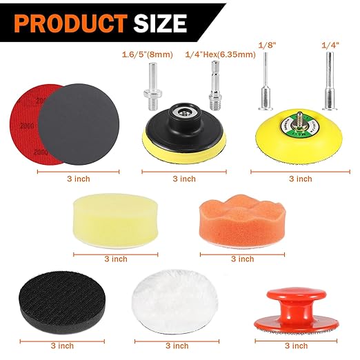 133 PCS Sanding Disc Drill Polishing Kit Sanding Attachment, 3 Inch Wet Dry Headlight Restoration Kit, Hook and Loop Sandpape
