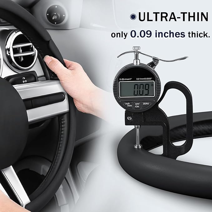 Leather Fiber Steering Wheel Cover for Ford Mustang 2005-2023, 3 Piece Clip on Set,Anti-Slip Segmented Design,Thin Car Interior Accessories,Car Steering Wheel Cover for Men Women(Black)