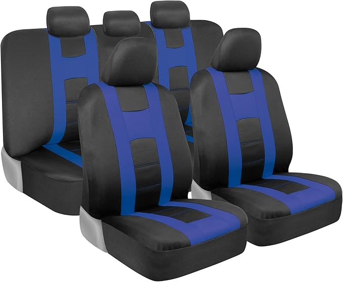 BDK carXS Seat Covers for Cars, Blue Two-Tone with Matching Back Seat Cover, Made to Fit Most Auto Truck Van SUV, Interior Ca
