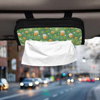 Car Tissue Holder Car Visor Organizer Tissue Box Holder for Car Sun Visor Organizer with Car Vehicle Accessories Essentials Interior for Women Men Green Mugs Clovers Daisies St.Patrick