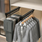 Pull-out clothes rail, Extendable Pull Out Closet Rod, Wardrobe Hanger with Sliding Rail, Wardrobe pull out clothes hanger, B