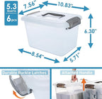 Citylife 6 Packs 6 QT Storage Bins with Lids Clear Plastic Bins with Grey Handle Stackable Storage Containers for Organizing