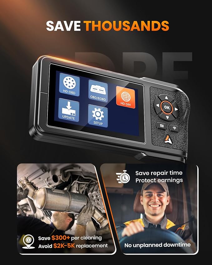 ANCEL HD431 Heavy Duty Truck Scanner, DPF Regen & Forced Reset for Paccar & Detroit Engines, Full System Diagnostics Diesel