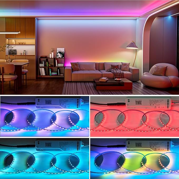 WS2812B RGB LED Strip 6.56ft 5V Individually Addressable 5mm Ultra Thin 2020SMD Dream Color Smart RGB 160LEDs/m 320ICs Flexible Tape Light for Car TV Backlighting (No Power/Controller)