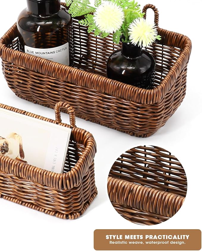 AceList Wall Hanging Basket, Boho Style Hand-Woven Hanging Storage Baskets - Set of 2, Ideal for Boho Room Decor, Kitchen, Ga